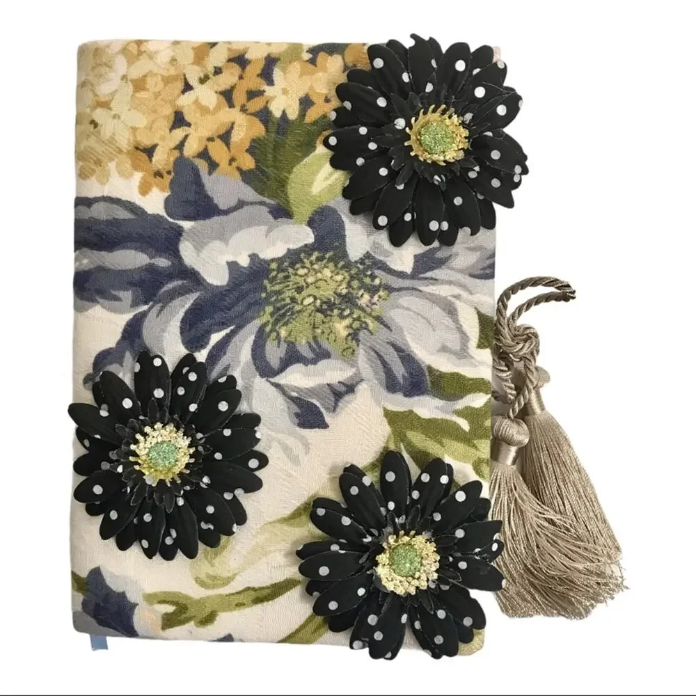 Hand Made Floral Journal Applique Fabric NWOT Daisy Blue Floral Hand Made